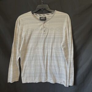 VANS OFF THE WALL Men's XL Aztec Long Sleeve Henley Shirt Cream White Skater Sty